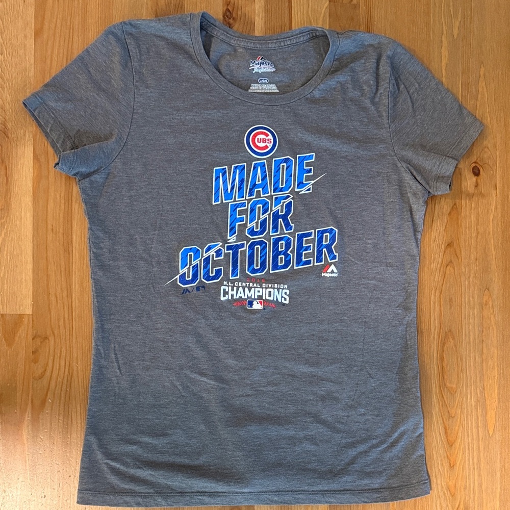 Women’s Gray Chicago Cubs Made for October T-Shirt